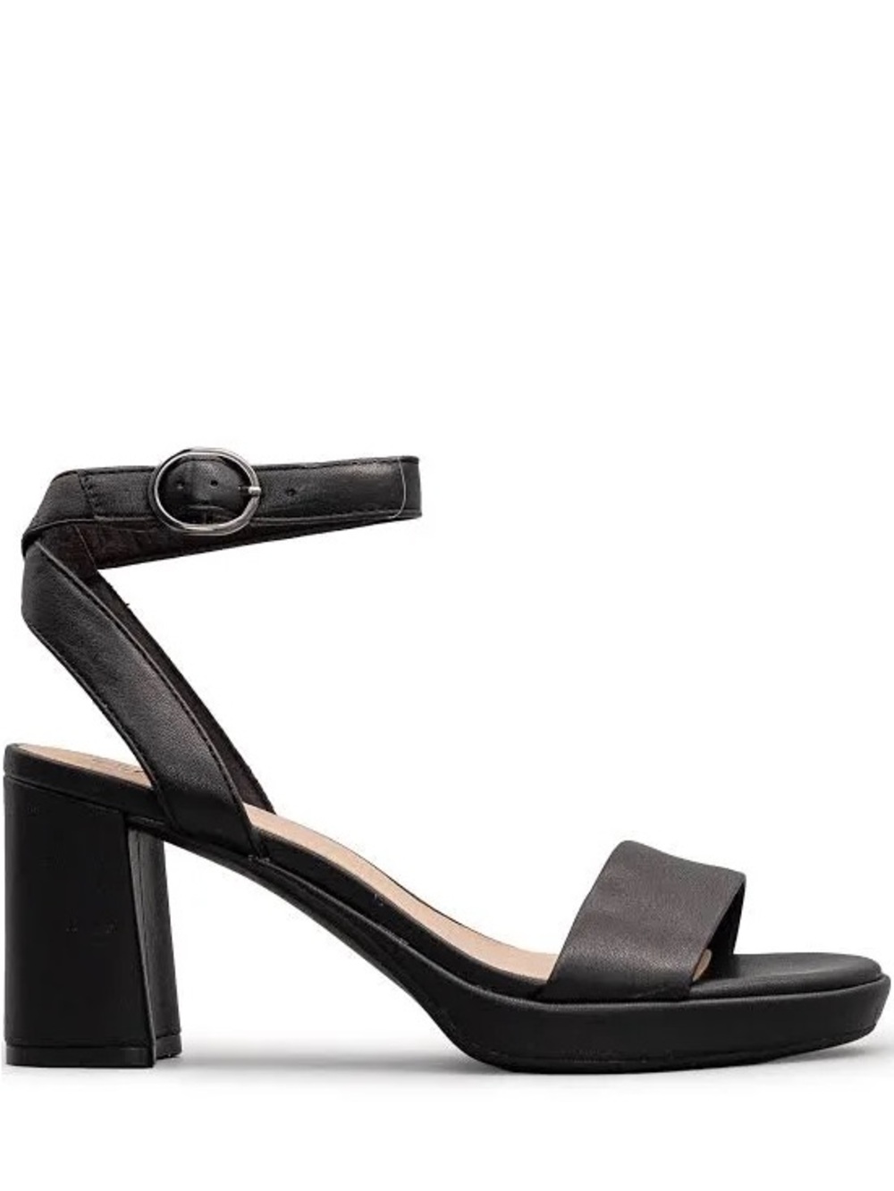 Clarks Collection Ambyrlyn Bay Black Leather Block Heel Sandals Women's Size 11 - Picture 2 of 10